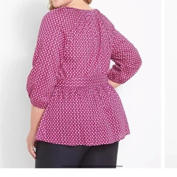 Lane Bryant Womens Size 18/20 Illusion Collection Swiss Dot Faux Wrap Top 708 - Picture 2 of 11